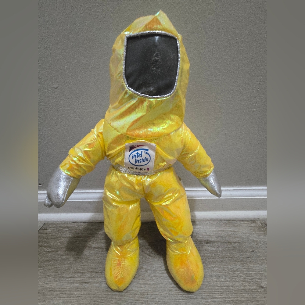 Astronaut Intel Pentium Inside Spaceman People Yellow Plush Figure Vintage Space
